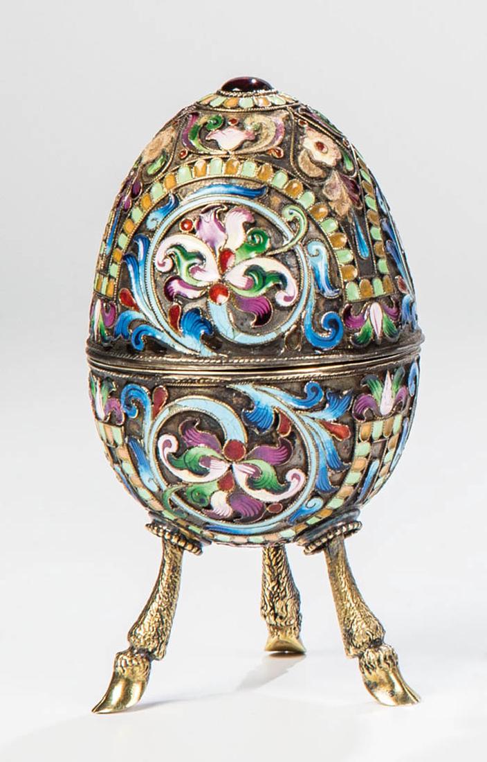 Cloisonné-Email-Ei auf drei Füßen (1 of 1)