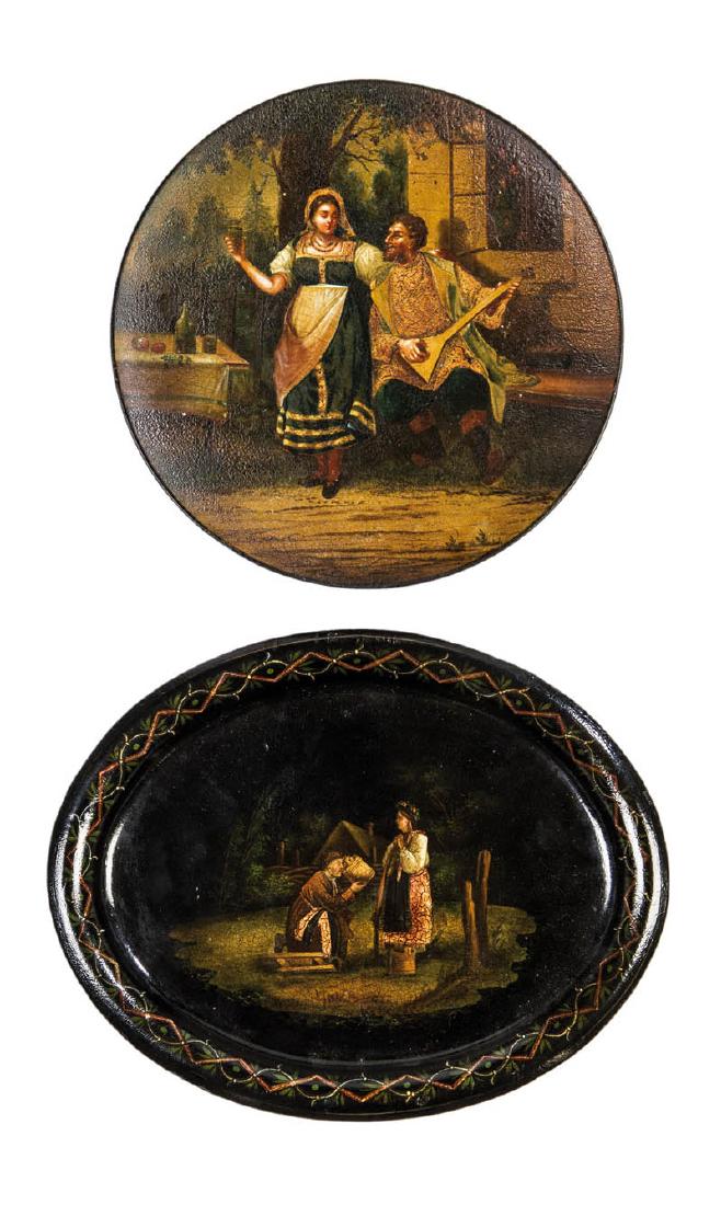 Teller und Tablett mit bäuerlichen Szenen (1 of 1)