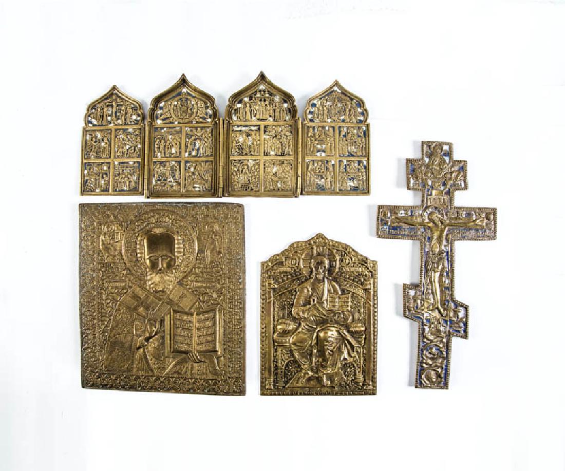 Bronzekreuz, Tetraptchyon und zwei Bronzeikonen (1 of 1)