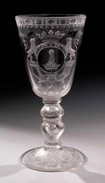 1097: Wappenpokal glass goblet emblem Potsdam German