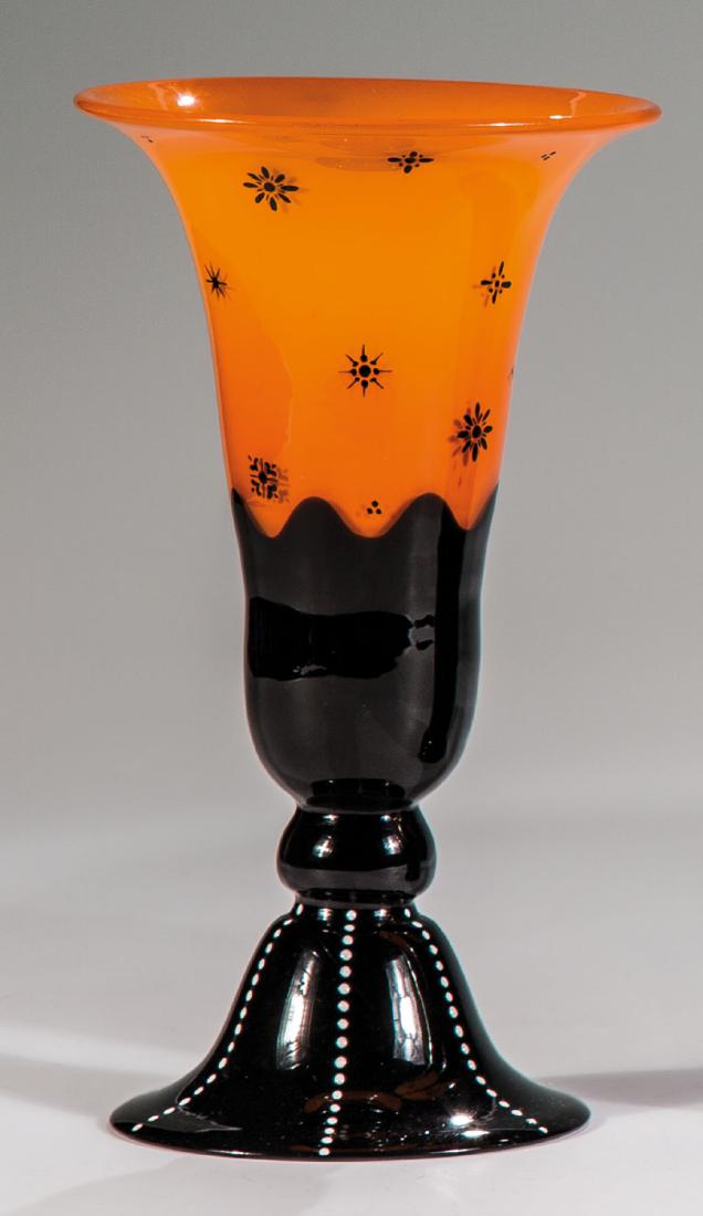 Vase ''Orangeopal mit Schwarz'' (1 of 1)