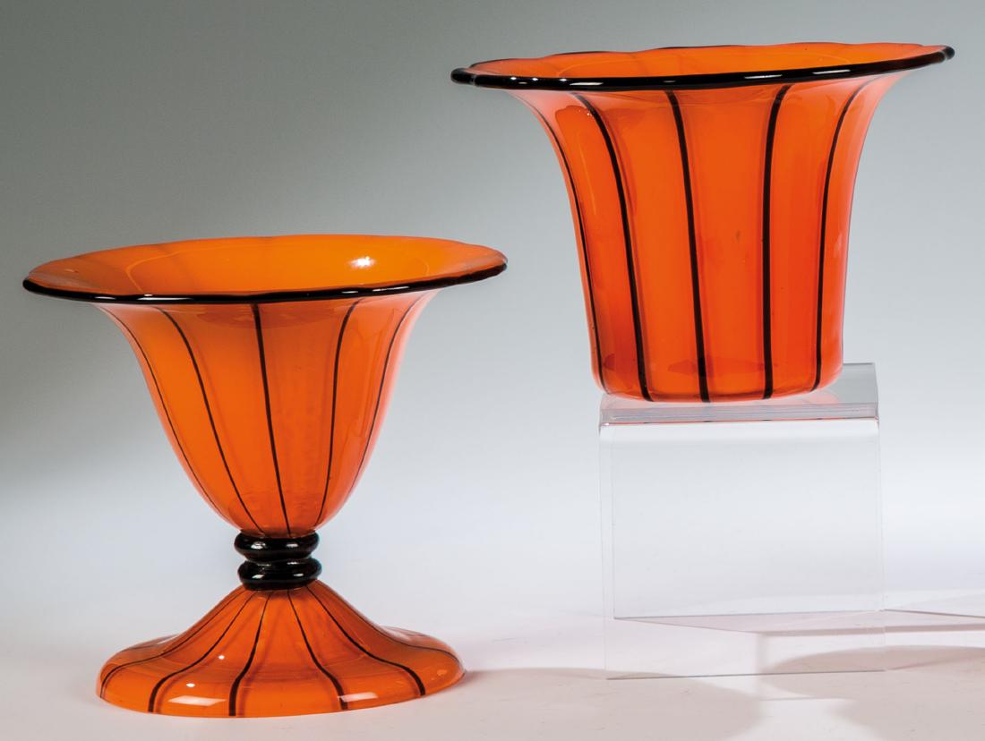 Fußschale und Vase  ''Ausführung 157, orangeopal mit (1 of 1)