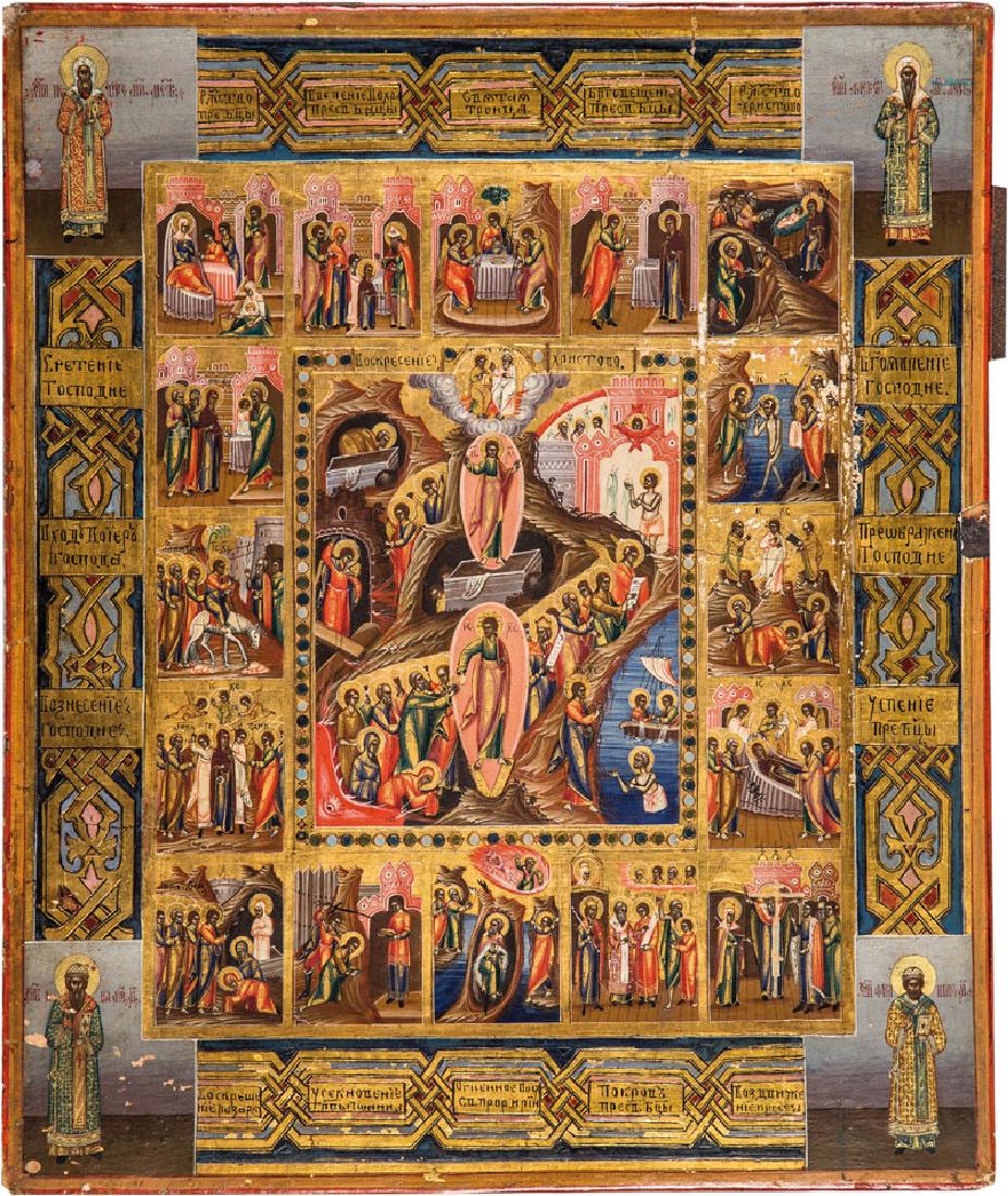 Festtagsikone mit 16 Hochfesten und Moskauer (1 of 1)