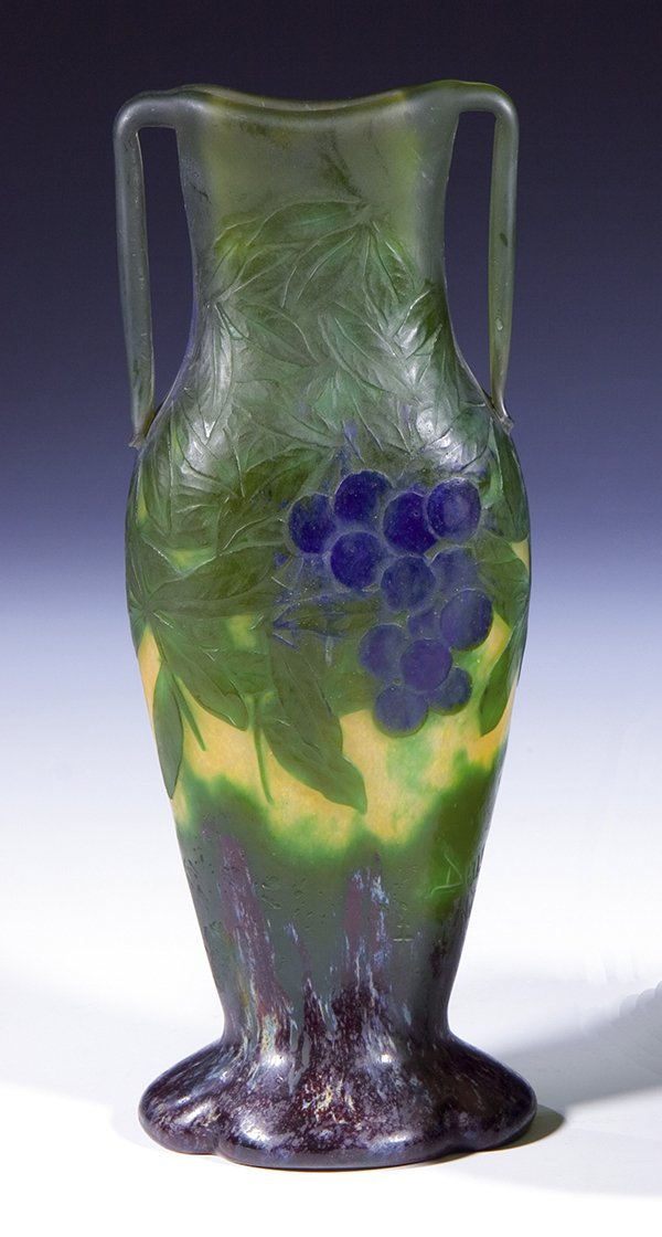 Vase Daum Nancy Glass Art Deco Nouveau Blackthorn
