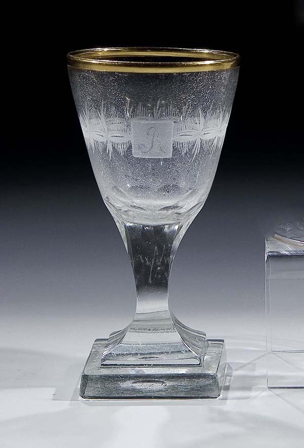 Pokal Goldrand Zechlin Glass Goblet Goldrim