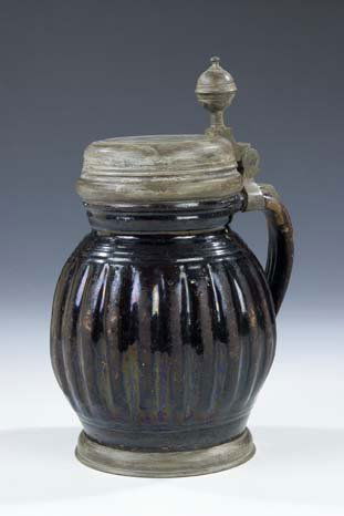 Melonenkrug Silesia Stoneware Jug Vintage Old (1 of 1)