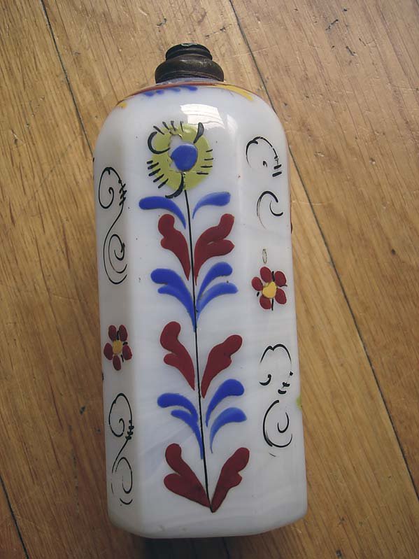 Schnapsflasche German? Bohemia? Glass Bottle Old - 4