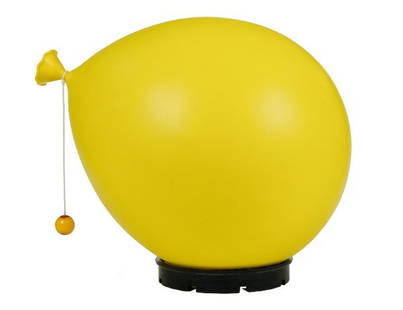 Lampe 'Ballon' Christin Design Lamp 1984: Yves Christin (Entwurf) 1975, Bilumen, Italien (Ausführung), 1984 Gelbes Polyurethan. Schwarzer Kunststoffring zur Wand- bzw. Deckenmontage. Unterseitig bez. mit "BILUMEN" und "Design Y. Christin" H.