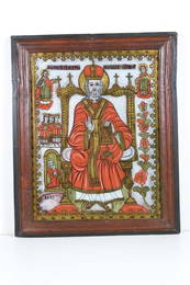 2001:  Romania Glass Icon Saint Nicholas Arpasul De Sus