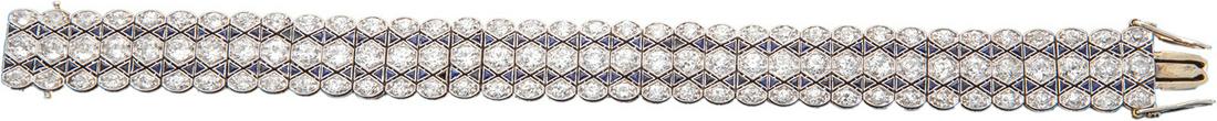 Art Déco Diamant-Armband mit Saphiren (1 of 1)