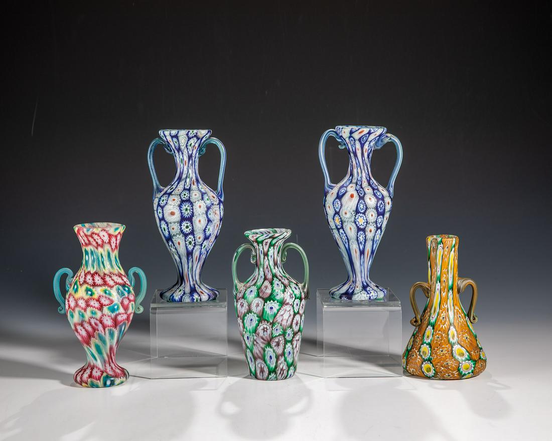 Konvolut: Fünf Zierhenkelvasen ''Murrine'' (1 of 1)