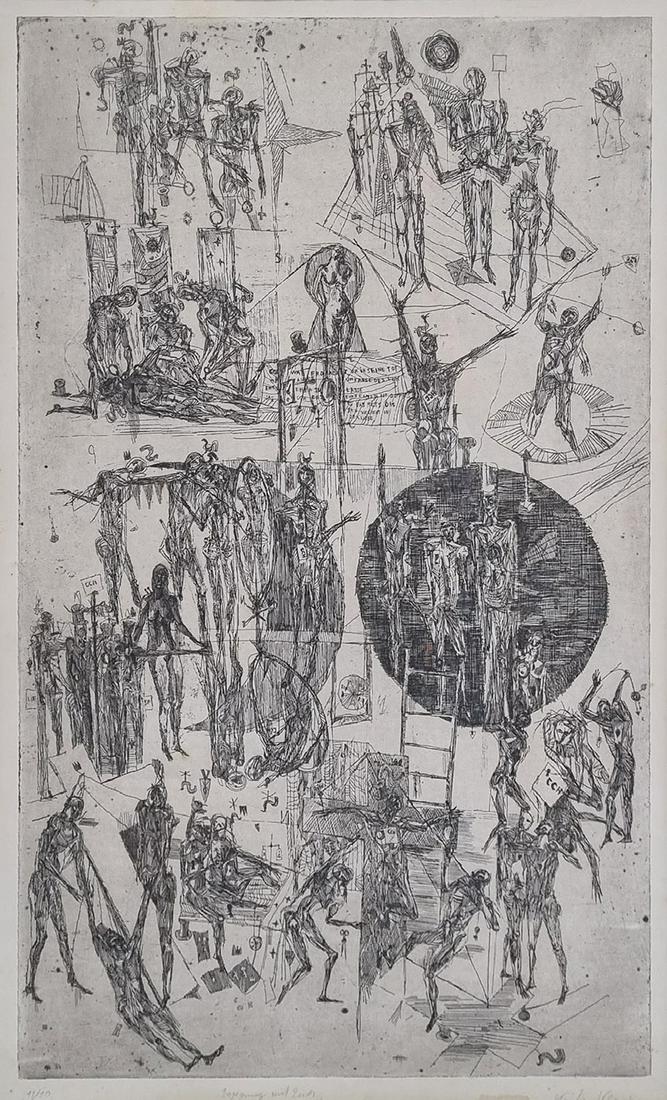 ''Begegnung mit Euch'': ''Begegnung mit Euch'' Kristian Klepsch (geb. 1943) Radierung. Rechts unten signiert: Kristian Klepsch. Links unten nummeriert: 11/20 und betitelt: Begegnung mit Euch. In der Platte monogrammiert: K.K