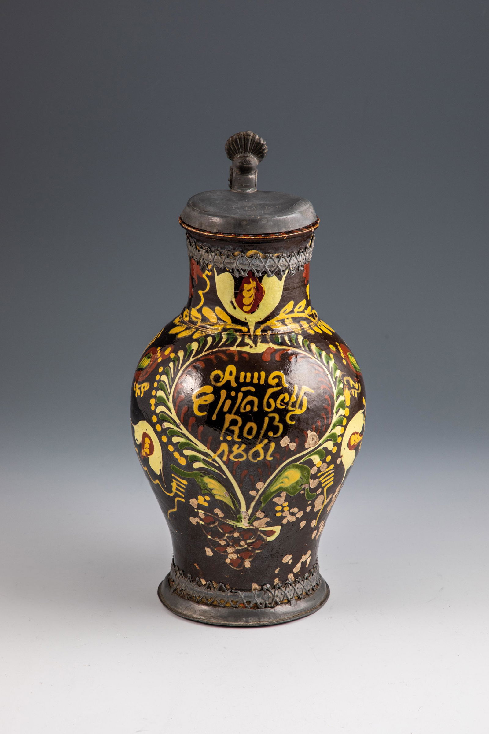 Henkelkrug mit Zinnmontierung (1 of 1)