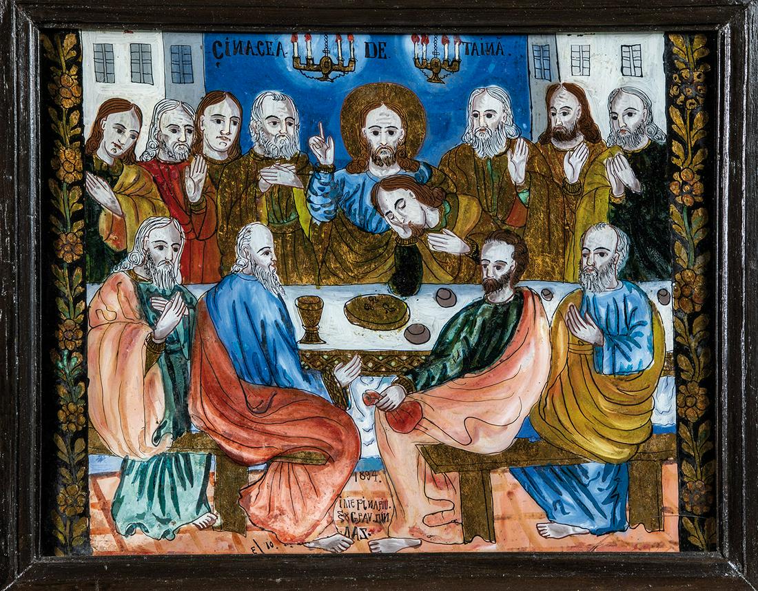 GroÃŸformatige, signierte Hinterglasikone ''das letzte (1 of 1)