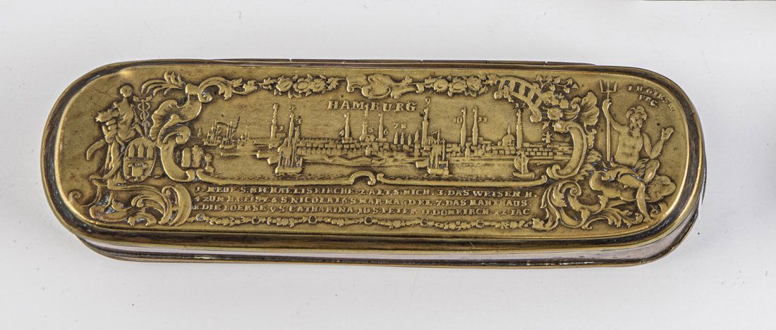 Iserlohner Tabakdose mit Ansichten von Amsterdam und Hamburg (1 of 1)