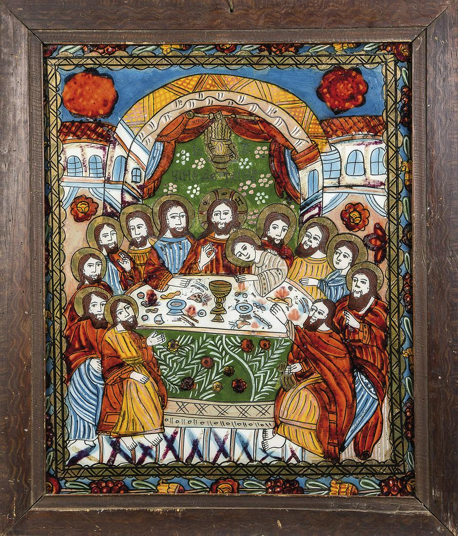 GroÃŸe Hinterglasikone mit dem Heiligen Abendmahl (1 of 1)