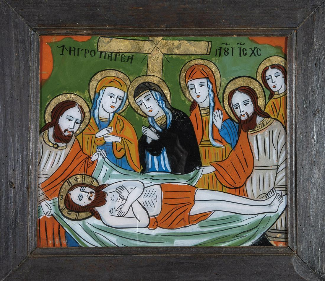 Drei Hinterglasikonen: Grablegung, Auferstehung und Christus der Weinstock (1 of 1)