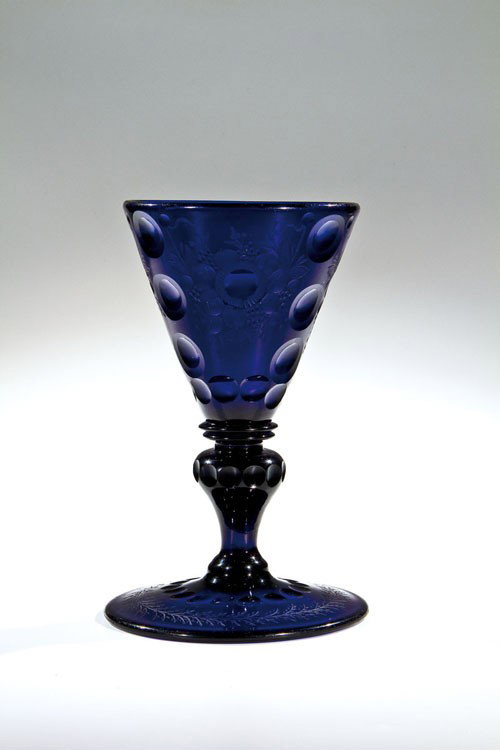 A cobalt blue glass goblet Potsdam, circa 1700 Cut a
