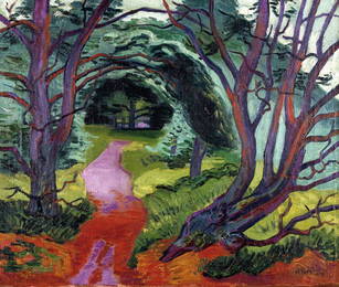 184: Waldweg. 1927. Oil on canvas. Lower right signed a