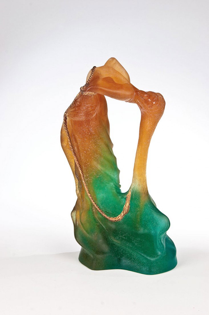Venus de Milo Hysterique: Venus de Milo Hysterique Salvador Dali (Entwurf), Cristallerie Daum, 1983 Pâte de verre in Farblos, Grün und Orangegelb, formgeschmolzen. Partielle Goldmalerei, teils poliert. Bez.: Dali 1983 DAUM F