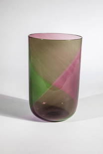 Vase ''Coreano: Vase ''Coreano'' Tapio Wirkkala (design), Venini, 1966 Colorless glass with thin partial overlays in light purple and green. In vibro-engraving inscribed: venini italia tw. H. 22 cm Lit.: F. Deboni,