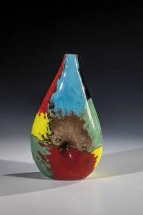 Vase ''Oriente: Vase ''Oriente'' Dino Martens (design), Aureliano Toso, Murano, 1952 Colorless glass with opaque crumbles in red, yellow, light blue, black violet, green and aventurine. Wall deeply pierced on both