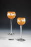 Pair of wine glasses with lake landscape