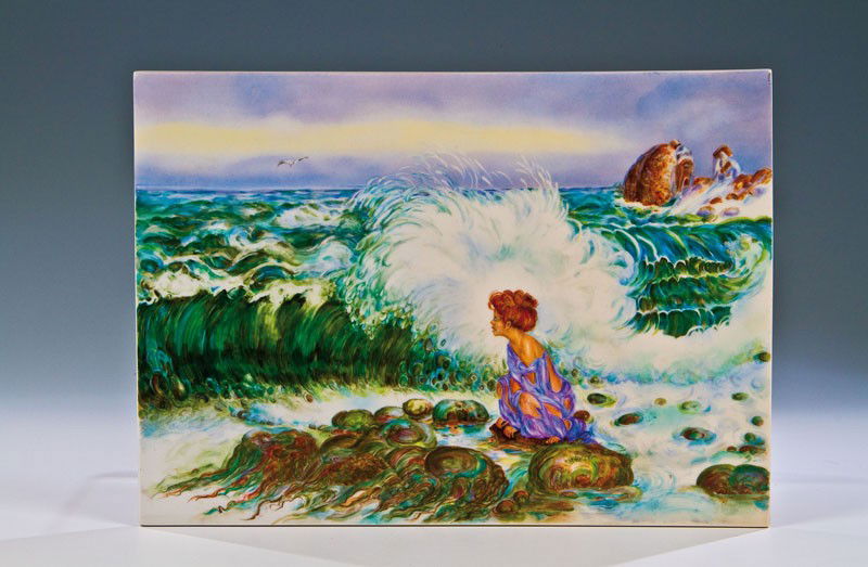 Große Porzellan-Bildplatte: Katalogbeschreibung deutsch: Große Porzellan-Bildplatte St. Petersburg, Kaiserliche Porzellanmanufaktur, Periode Nikolaus II. (1896-1917) Porzellan. Polychrome Malerei nach einem Entwurf von Frantis