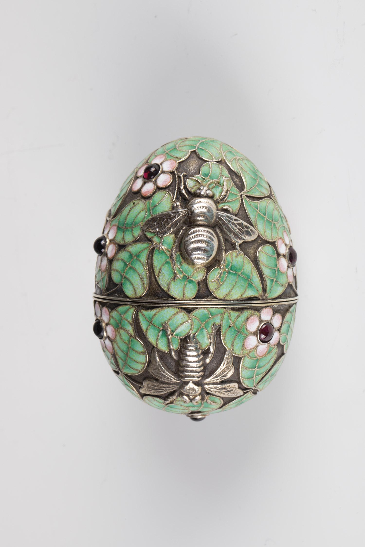 CloisonnÃ© enamel egg tin with insect dÃ©cor (1 of 3)