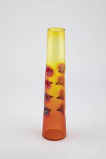 Vase: Vase Pavel Hlava, 1959 Colorless glass with yellow-red gradient, opposite each four punctures. H. 36 cm. Cf. cat. Pavel Hlava, Prague 1995, p. 13.