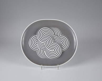 Rosenthal Annual Plate '72 Sapone: Rosenthal Annual Plate Edition '72 Natale Sapone for Rosenthal 1972 In the mirror relief sculptural structure with grey lines, reverse green stamp as well as artist's signet, inscribed ''Jahresteller