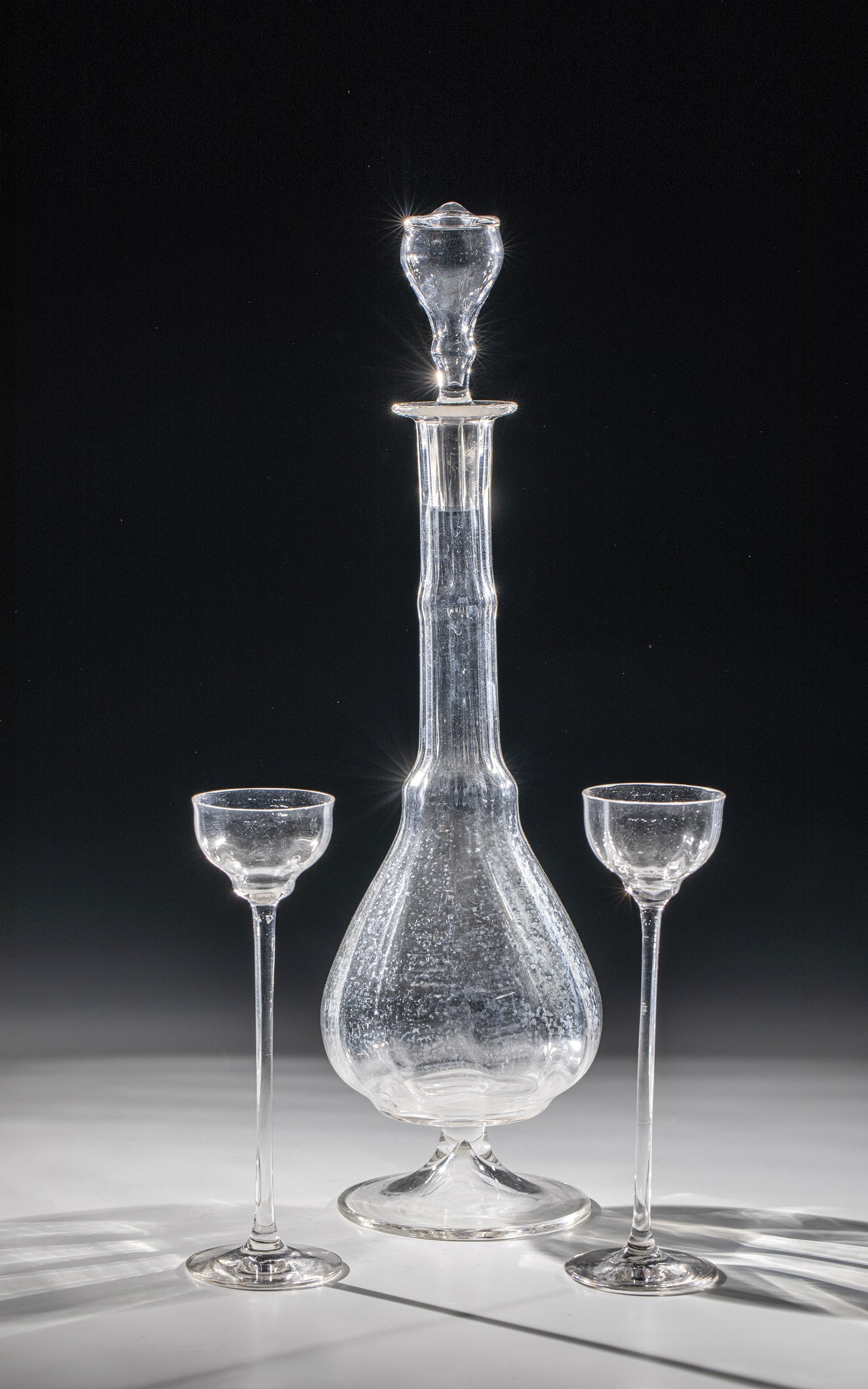 Liqueur carafe and two stick glasses (1 of 1)