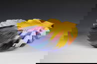 Bowl object Toots Zynsky Extended, fused and hot-formed coloured glass threads. Inscribed on the