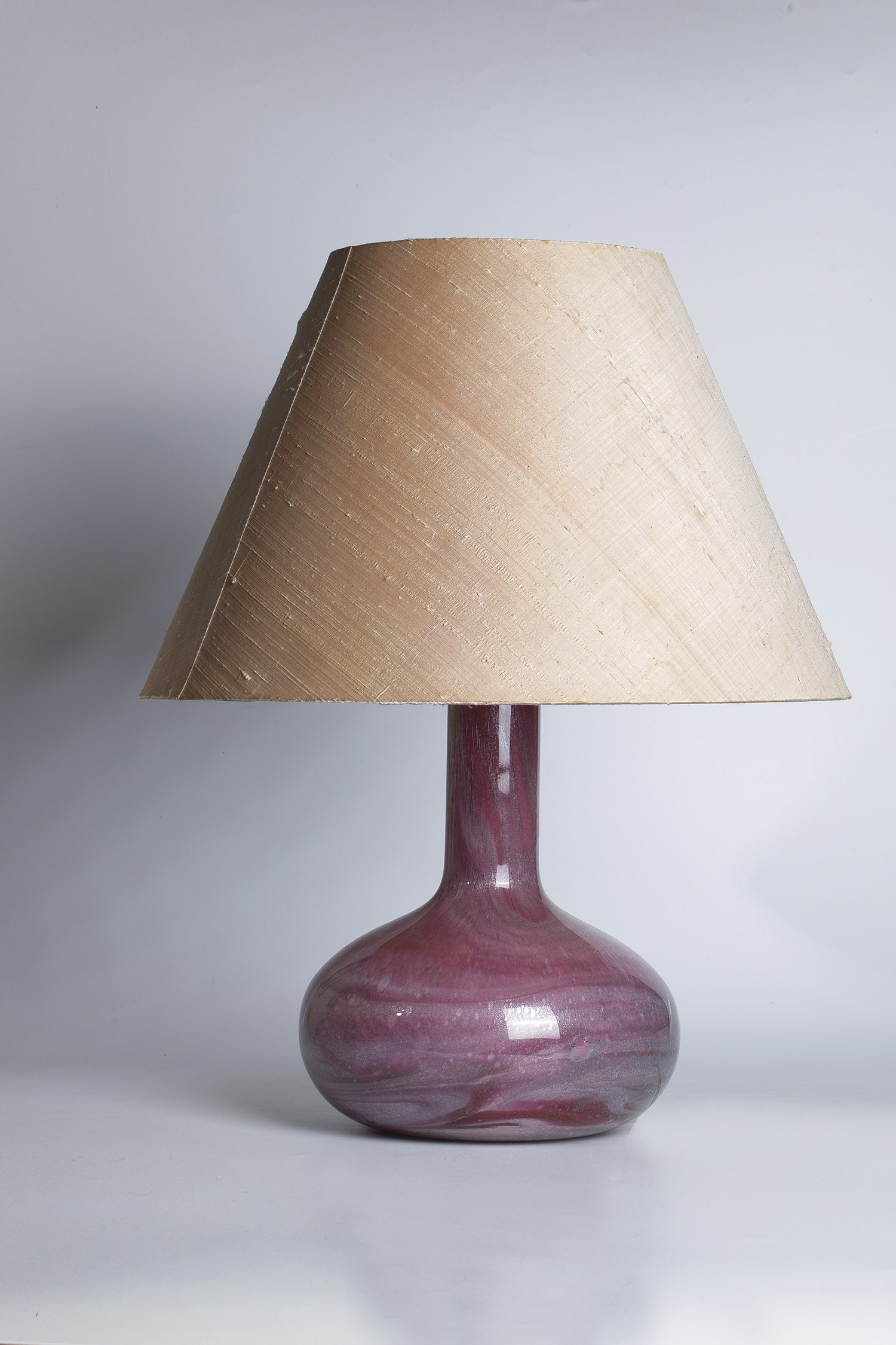 Table Lamp ''Troll 2'': Table lamp ''Troll 2'' Sidse Werner (design), Holmegaard, 1970s Colourless glass with rose and light grey powder melts. Underside with original manufacturer's label: Holmegaard Type: Troll 2. Electrif