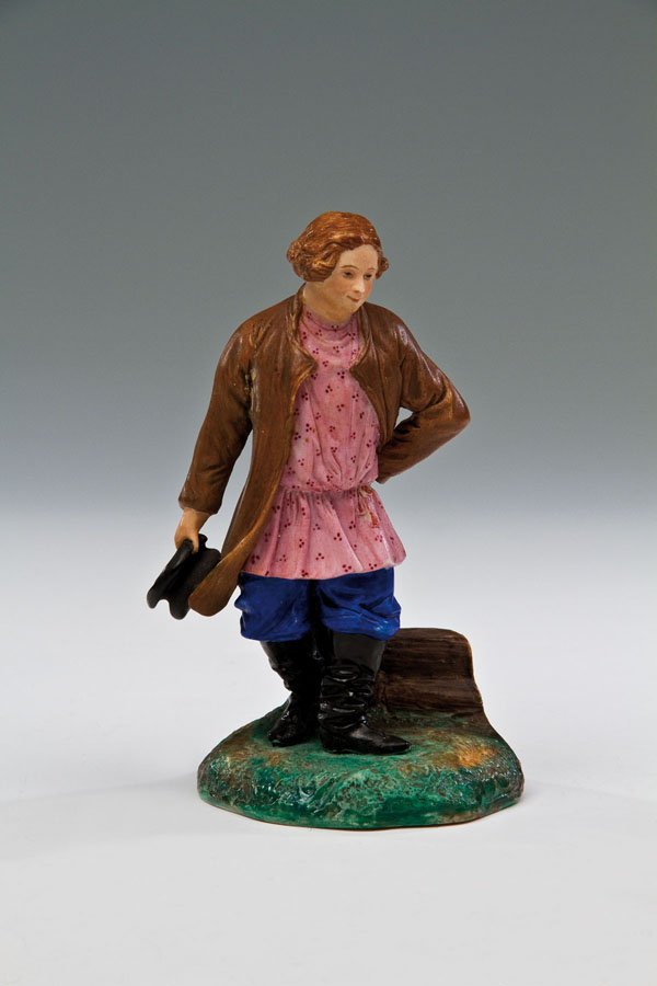 Junger Bauer: Junger Bauer Moskau, Porzellanmanufaktur Popow, 19. Jh. Biskuitporzellan. Auf Natursockel realistisch modellierte und staffierte Darstellung eines jungen Bauerns in typischer Tracht. Auf der Bodenunte