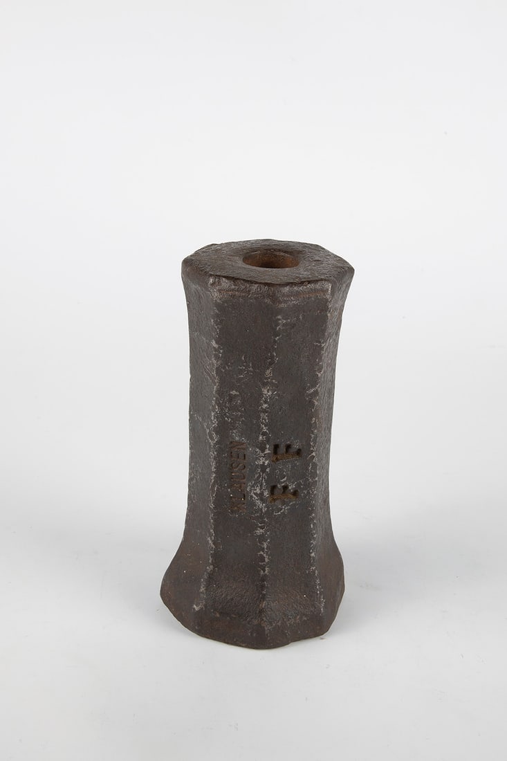 Powder Masher, Signal Cannon: Powder rammer, signal cannon Klausen, FF, around 1800 octagonally forged iron. On the wall tapering upwards, there is a fuse opening and folded in ''KLAUSEN FF''. H. 19 cm, weight 6.2 kg.