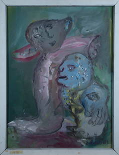 Erwin Eisch: Erwin Eisch 1927 Frauenau - 2022 Zwiesel The Little Hitchhiker, 1983, acrylic on cardboard, signed ''E. Eisch'' and dated (19)83 at the bottom right. Frame 86.5 x 67.5 cm.