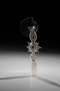 Kuttrolf Tower: Kuttrolf Tower Venice or Facon de Venise, 17th century Colourless glass. On the side of the wavy spout tubes, appliquéd, pinched and drawn wings. One bumped. Spout-like spout with trough. L. 24 cm