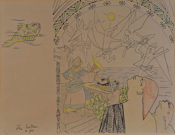 Jean Cocteau: Jean Cocteau Cocteau, Jean 1889 Maisons-Laffitte - 1963 Milly-la-Forêt bei ParisJean Cocteau Maisons-Laffitte 1889 - 1963 Milly-la-Forêt Entwurf zum Fresco in der Kapelle St. Pierre, Villefranche. 1