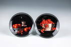 Two small top-mounted bowls ''Pommes'' and ''Groseilles''