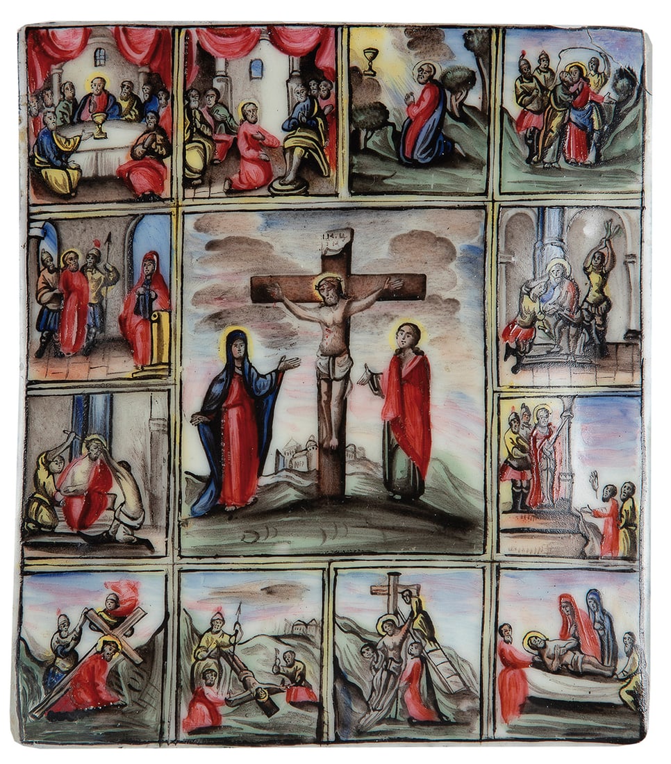 Small Finift icon: Crucifixion and Way of the Cross of Christ (1 of 1)