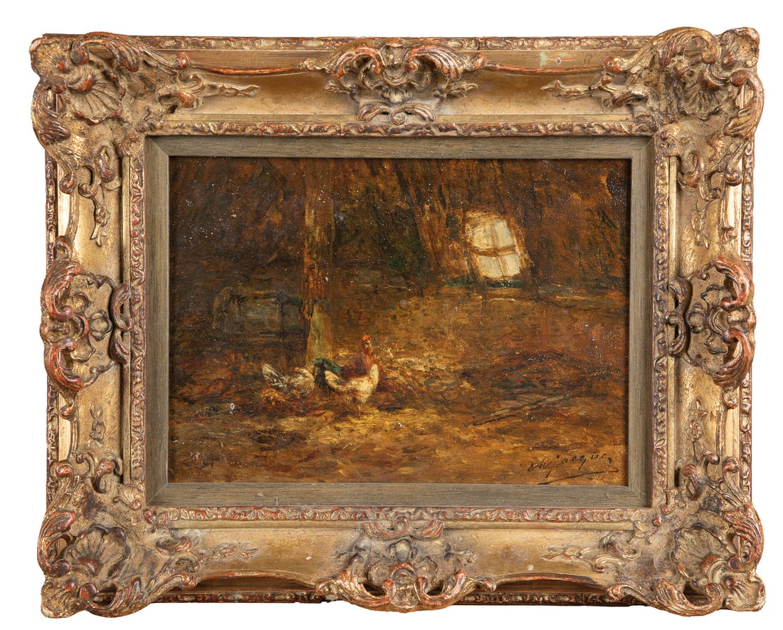 Charles Émile Jacque (27): Charles Émile Jacque 1813 Paris - 1894 ibid. In the chicken coop, oil on panel, signed lower right: Ch. Jacque. Jacque worked in France both as a painter and as an illustrator for books and magazines