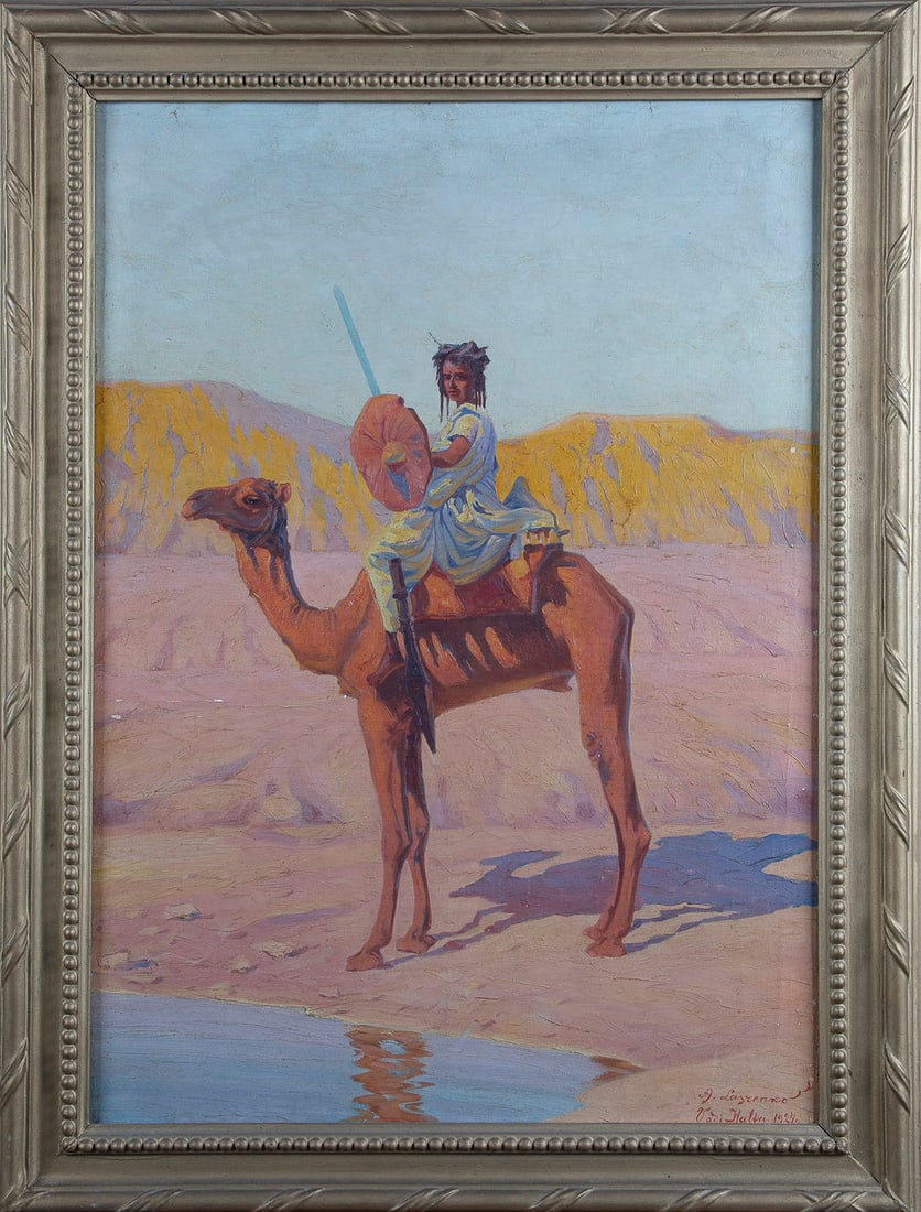 Alexander Lyashenko: Aleksander Laszenko 1883 Vovchansk Raion, Ukraine - 1944 Wloclawek, Poland Sudanese Camel Rider, 1924, oil on canvas, right. u. signed and dat. with place name: A. Laszenco Vadi Halfa 1924. Picture as