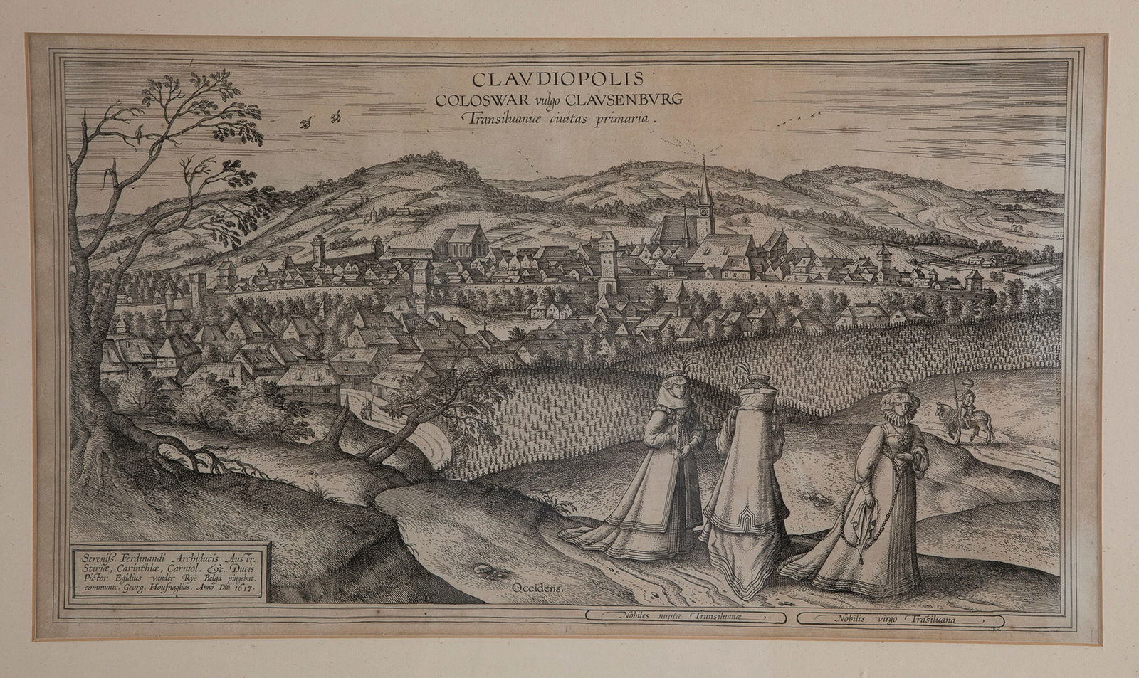 Klausenburg Transylvania: Cluj-Napoca, Transylvania dat. 1617 Claudiopolis, Coloswar vulgo Clausenburg. Transilvaniae civitas primaria. Etching by G. Hoefnagel. View of the city of Cluj-Napoca (today Cluj-Napoca) from the nort