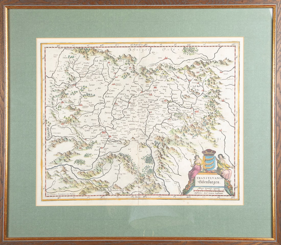 Historical map of Transylvania: Historical map of Transylvania 17th century ''Transylvania, Transylvania'', c. 1640. Old coloured copper engraving by the Dutch cartographer Johannes Janssonius (1588, Arnhem - probably 1664, Amsterda