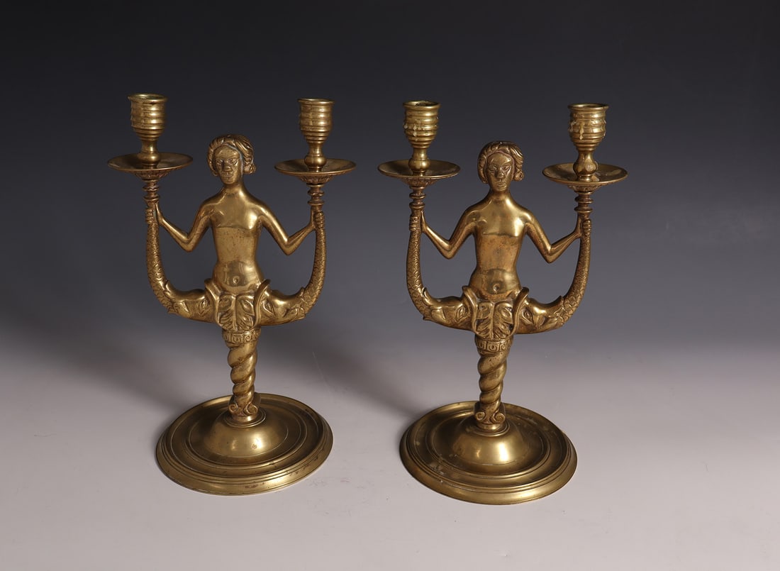Pair of candlesticks, mermaids 19th century (?) (1 of 2)