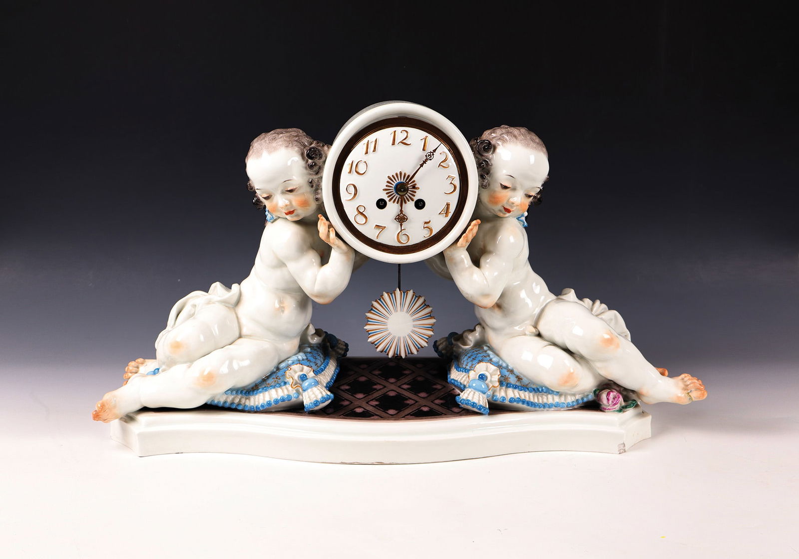 Mantel Clock ''Clock Carried by Two Cherubs'' (1 of 3)