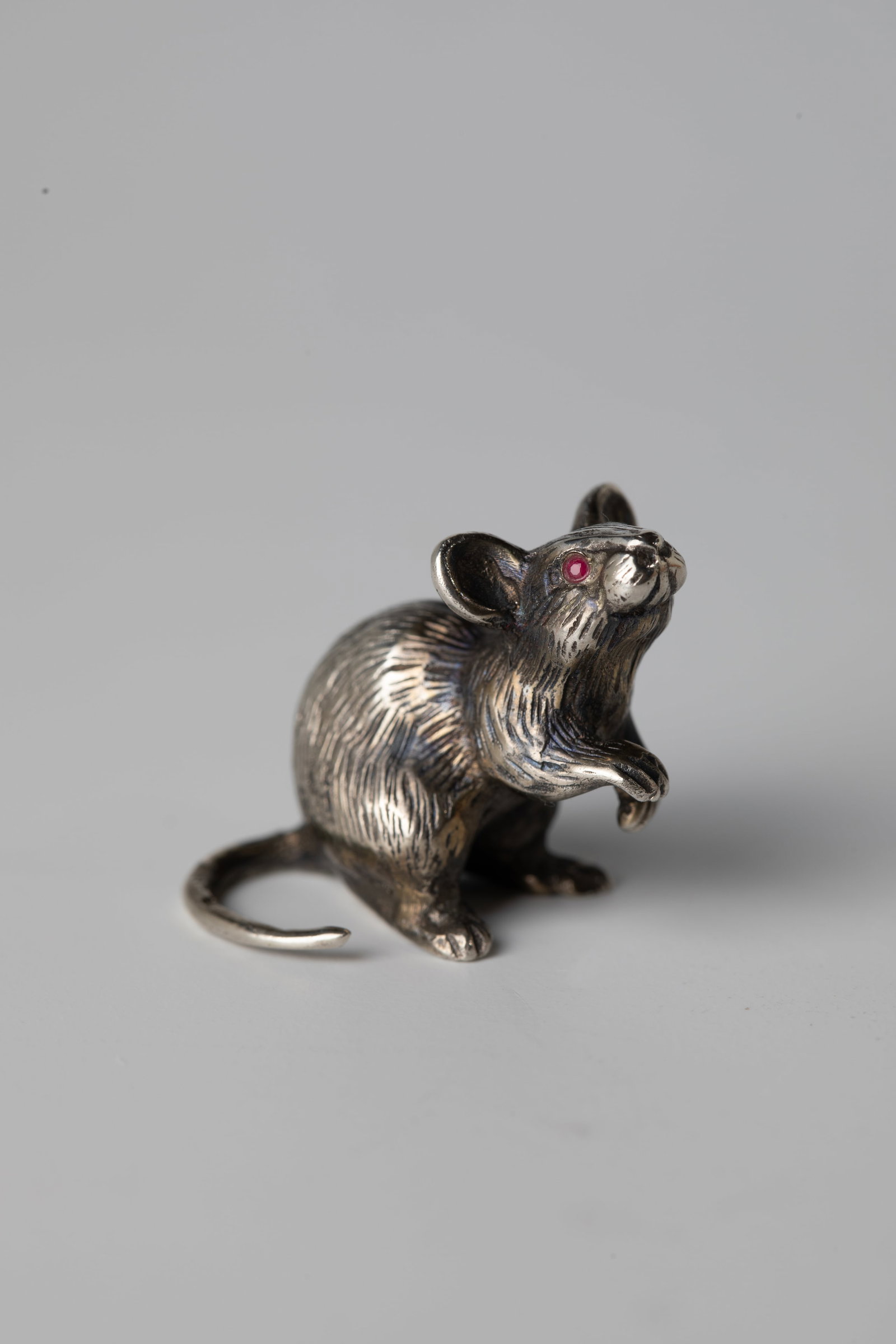 Rat: Rat, Russia, 20th century, silver, fully plastic, 3cm. The rat often appears in art as a symbol of cunning, survival and the hidden aspect of the human. In the European pictorial tradition, it stands