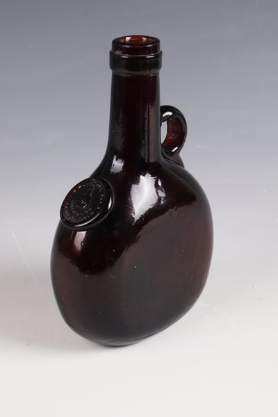 Wine bottle with seal and handle, so-called Bocksbeutel (1 of 1)