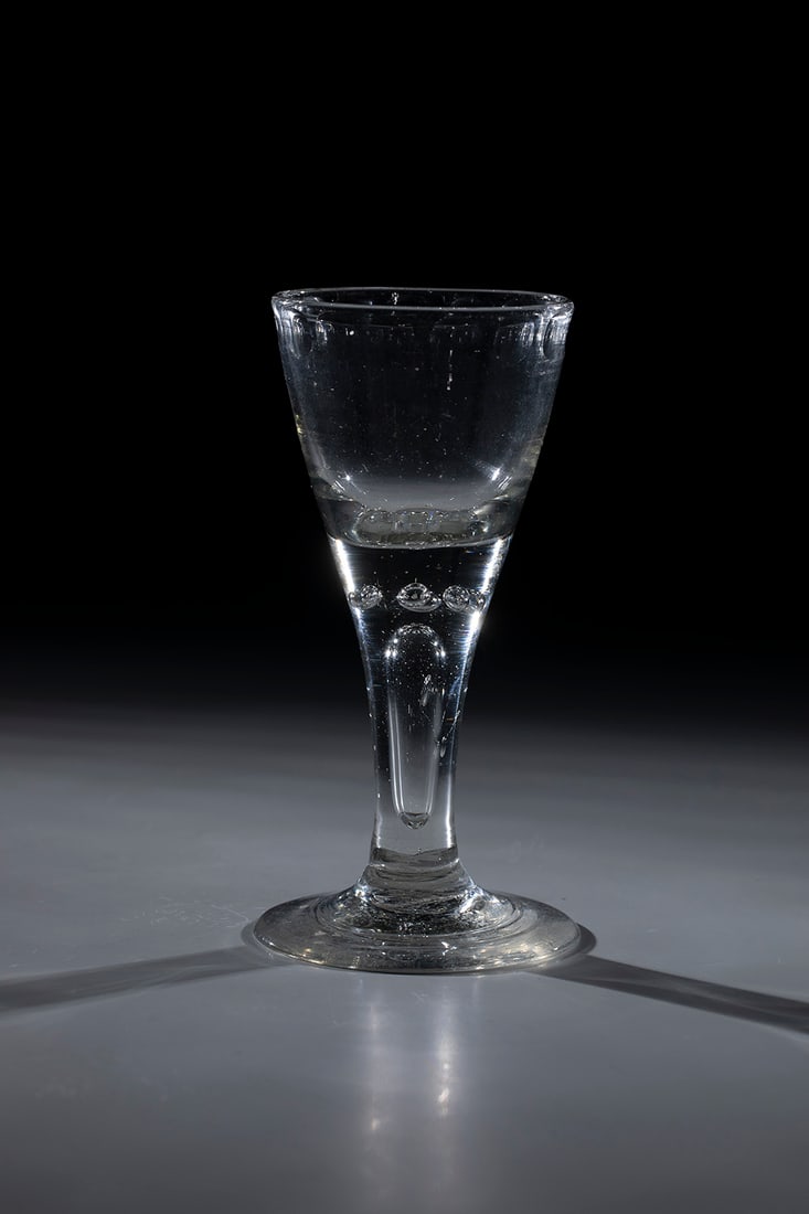 Goblet: Goblet North German or Scandinavia, 18th century. Stock with pierced air bladder. Attachment of the conically widened cuppa with seven pierced air bubbles. Below the lip rim, circumferential lentil cu